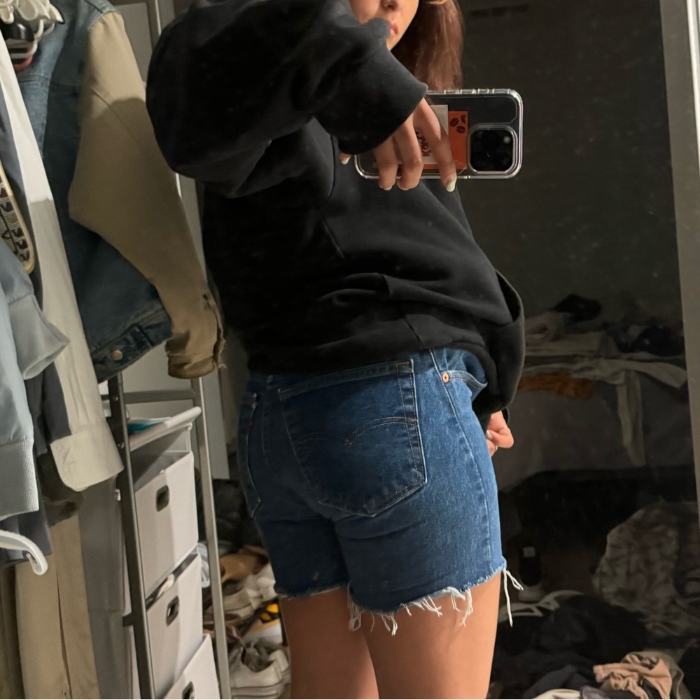 Levi's Jean Shorts 505 Blue Cut Off Fray Cotton Denim Shorts